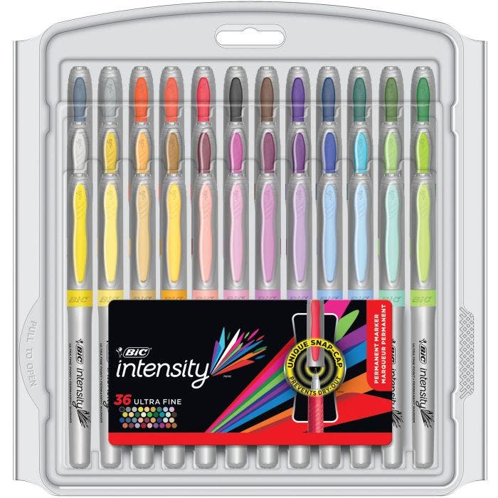 酷牌库|商品详情-BIC进口代理批发BIC Intensity Fashion、永久记号笔、超细点 Assorted Colors, 36-Count