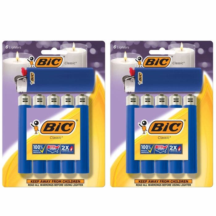 BIC进口代理批发BIC 经典大号袖珍打火机 Blue, 12-Pack