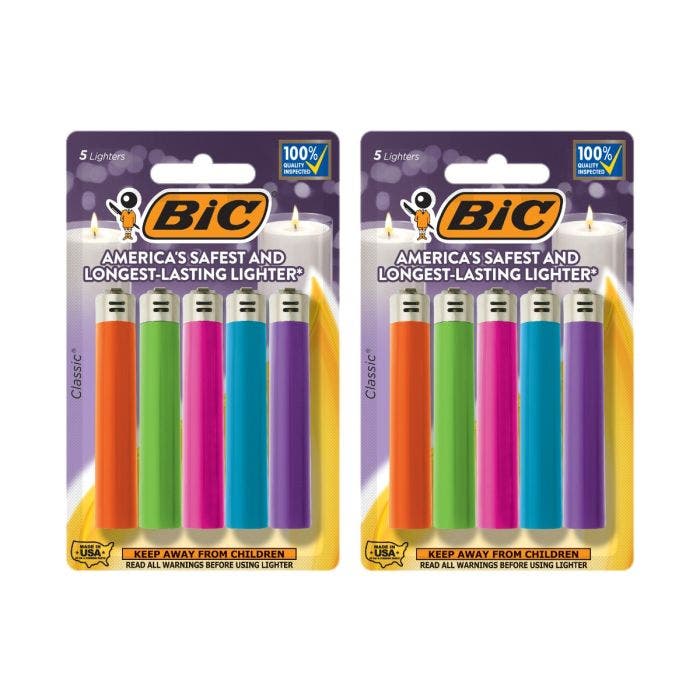 BIC进口代理批发BIC 大号袖珍打火机 Assorted Fashion Colors, 10-Pack