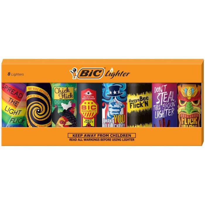 BIC进口代理批发BIC 特别版 Flick My BIC 系列超大袖珍打火机 Assorted, 8-Pack