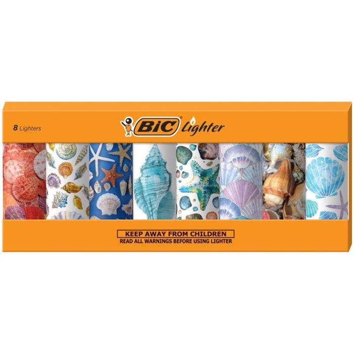 BIC进口代理批发BIC 特别版 Shells 系列超大袖珍打火机 Assorted, 8-Pack