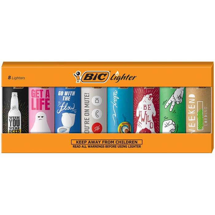 BIC进口代理批发BIC 特别版 Cutting Edge 系列大号袖珍打火机 Assorted, 8-Pack