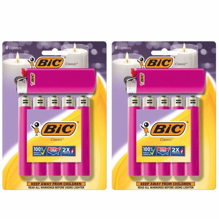 BIC进口代理批发BIC 经典大号袖珍打火机 Pink, 12-Pack