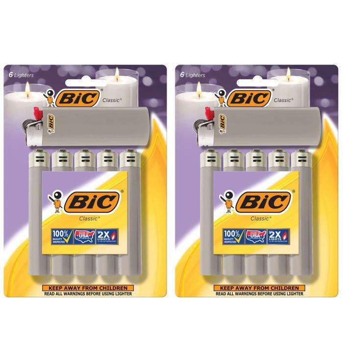 BIC进口代理批发BIC 经典大号袖珍打火机 Gray, 12-Pack