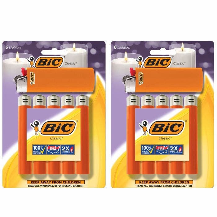 BIC进口代理批发BIC 经典大号袖珍打火机 Orange, 12-Pack