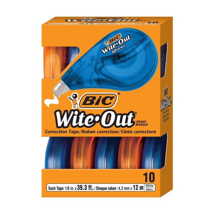 BIC进口代理批发BIC Wite-Out 品牌 EZ Correct，修正带 White, 10-Pack