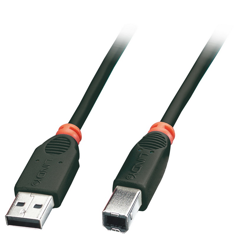 LINDY进口代理批发 LINDY 41741 USB 2.0 数据线 A/B 黑色 0.5m