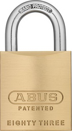 ABUS进口代理批发 ABUS 83/45-100 S2 1-7/8 英寸可更换钥匙黄铜挂锁，Yale 8 键槽