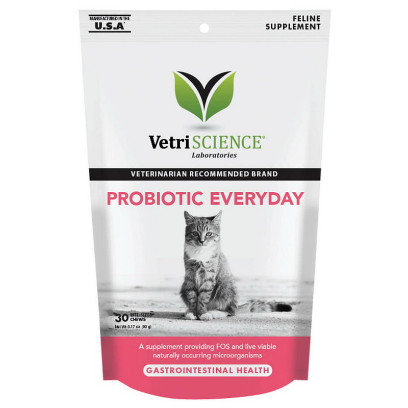 VetriScience Laboratories进口代理批发 猫每日益生菌，消化支持补充剂，60 口软咀嚼片