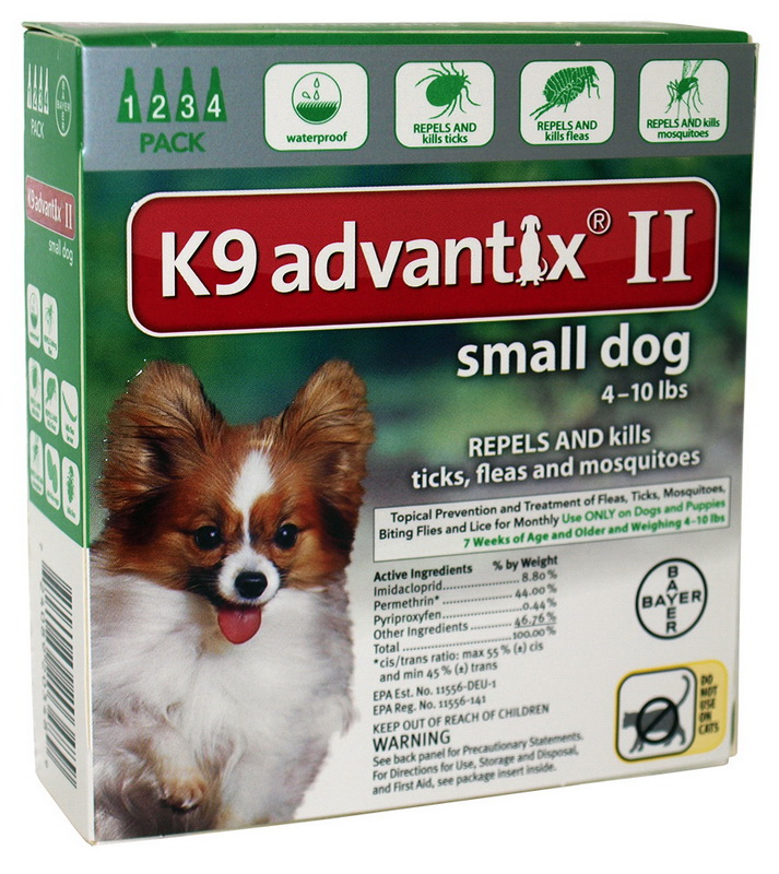 Bayer Animal Health进口代理批发 K9 Advantix II 小型犬 4-10 磅，4 件装 绿色