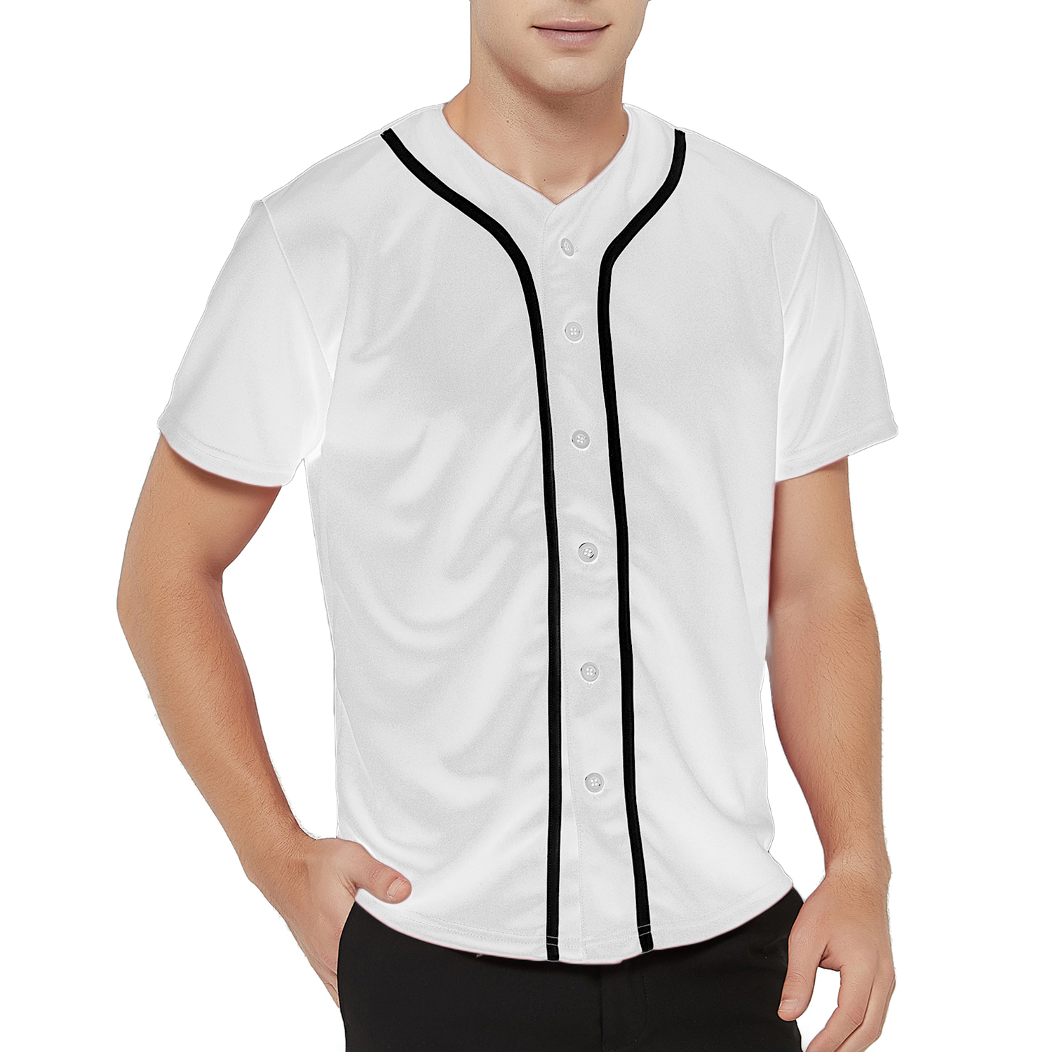 Blank Plain Hip Hop Hipster Baseball Jersey, Button Up Sport Shirt,  Uniforms For Men Women