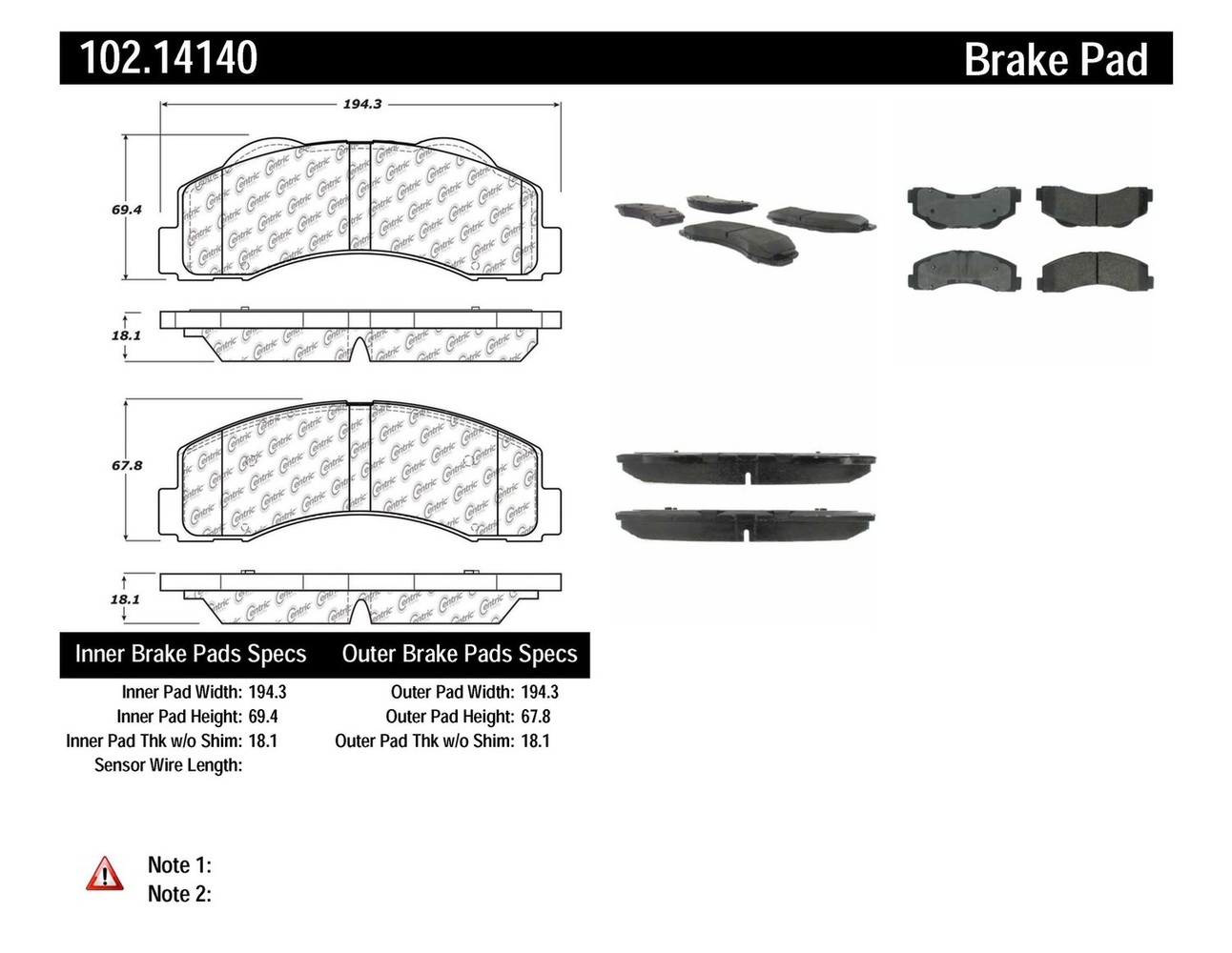 Centric Parts进口代理批发 Centric 零件 C-Tek 102.14140 盘式刹车片套件