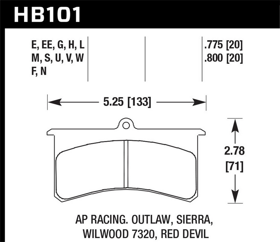 Hawk Performance进口代理批发 Hawk Performance HB101H.800 DTC-05 盘式刹车片