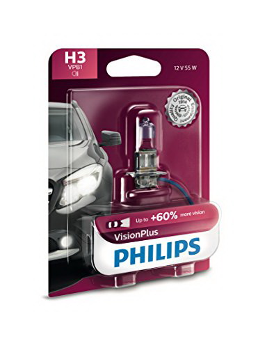 Philips进口代理批发 飞利浦 H3VPB1 飞利浦 H3 VisionPlus 升级头灯灯泡，视野提升高达 60%，1 件装