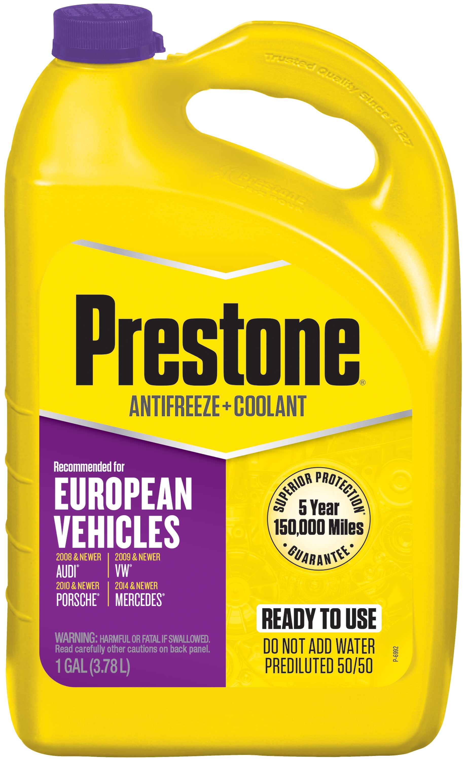 Prestone进口代理批发 Prestone AF6500 Prestone 欧洲车辆（紫罗兰色）防冻剂和冷却液 1 加仑 即用型 50/50