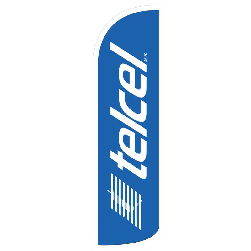 TWO Telcel America Swooper Feather Flag Sign 