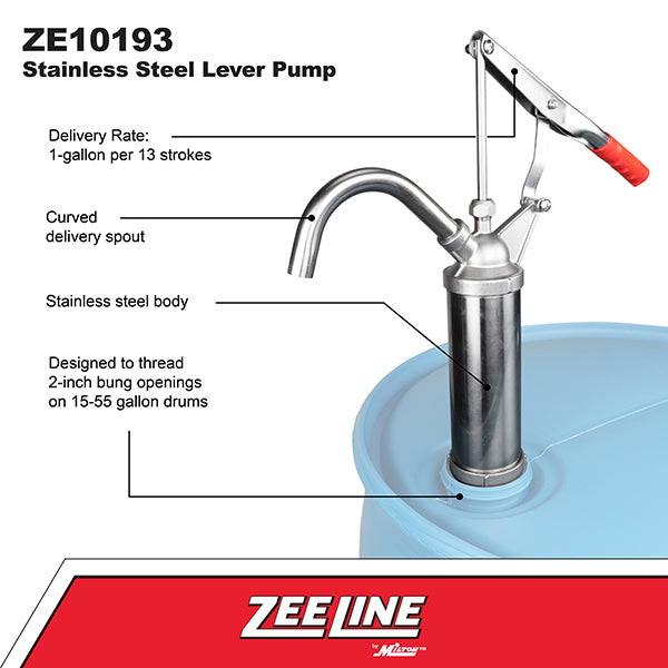 ZE381 - Hand Operated Lever Action Drum Pump (1 Gallon Per 9 Strokes)