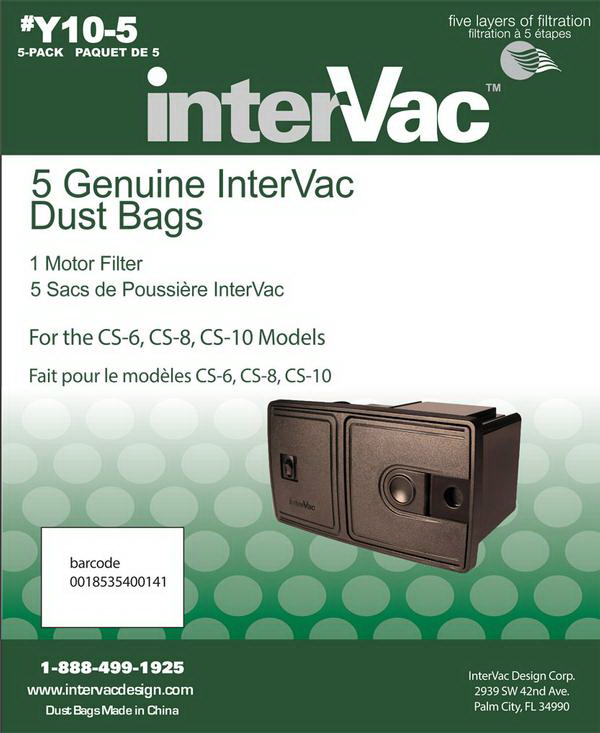 Intervac Design进口代理批发 Intervac Design Y10-5 Y10-5 集尘袋 CS-6 和 CS-8 型号