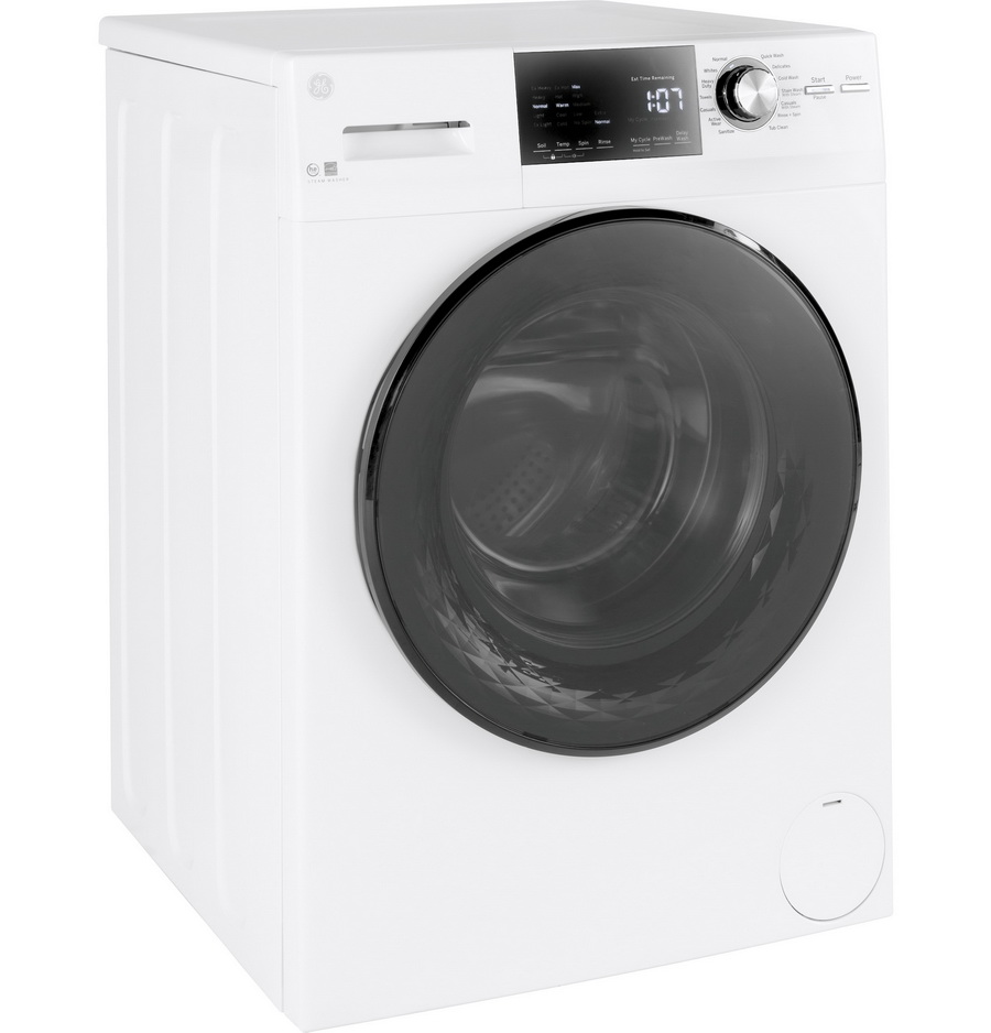 GE Appliances进口代理批发 GE Appliances GFW148SSMWW 24 英寸 2.4 立方英尺前置式蒸汽洗衣机