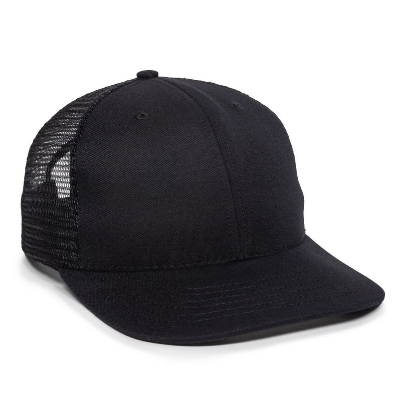 Outdoor Cap Am-101m Mesh Back Cap with Cotton Twill Front Panels - Black, One Size