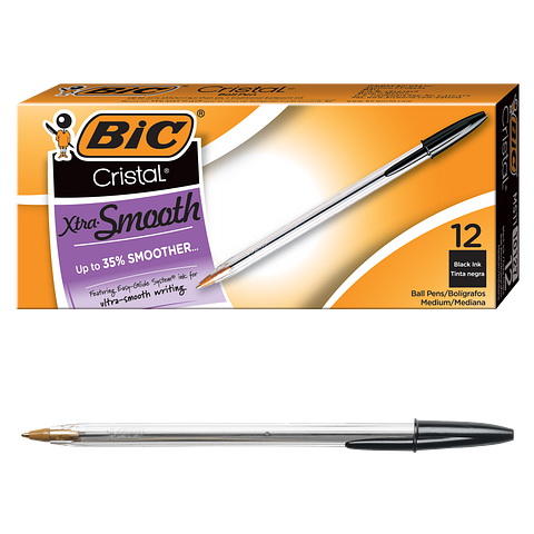 Bic进口代理批发 Bic Cristal Xtra Smooth 中号圆珠笔（1.0mm）