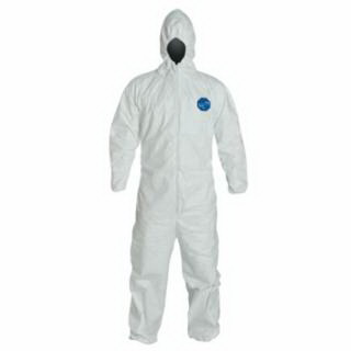 酷牌库|商品详情-Dupont进口代理批发 Dupont D15221704 Tyvek 400 连帽连体工作服带弹性手腕/脚踝，自动售货包，白色，大号