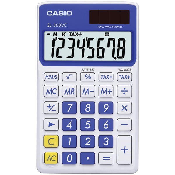 CASIO进口代理批发 CASIO SL300VCBESIH 太阳能钱包计算器，带 8 位显示（蓝色）