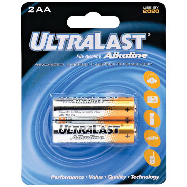 Ultralast进口代理批发 Ultralast ULA2AA AA 碱性电池，2 包