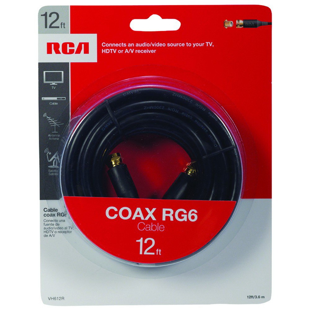 酷牌库|商品详情-RCA进口代理批发 RCA VH612R RG6 同轴电缆（12 英尺；黑色）