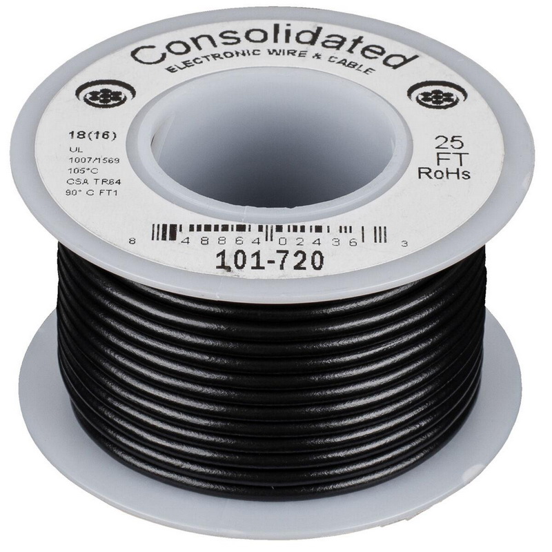 Consolidated Stranded 18 AWG Hook-Up Wire 25 ft. Black UL Rated Sale,  Reviews. - Opentip