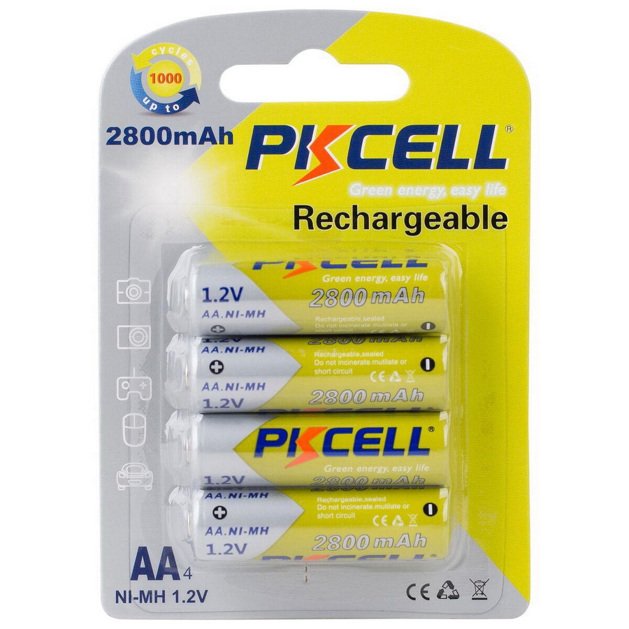 PKCELL进口代理批发 PKCELL 4 节 AA 可充电镍氢电池 2800mAh