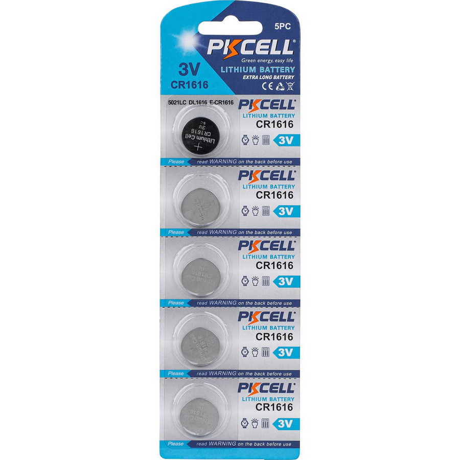 PKCELL进口代理批发 PKCELL CR1616 锂电池 5 块装