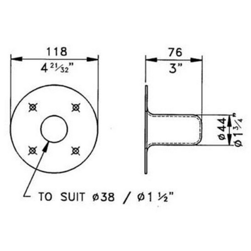 酷牌库|商品详情-Penn-Elcom进口代理批发 Penn-Elcom M1552 钢制扬声器安装顶帽，适用于 1-1/2 英寸三脚架