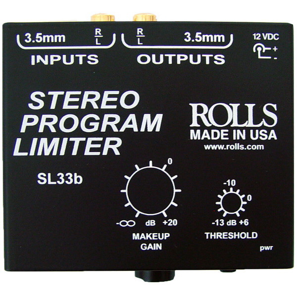 Rolls进口代理批发 Rolls SL33b 迷你立体声节目限制器，带 RCA 和 3.5 毫米输入/输出