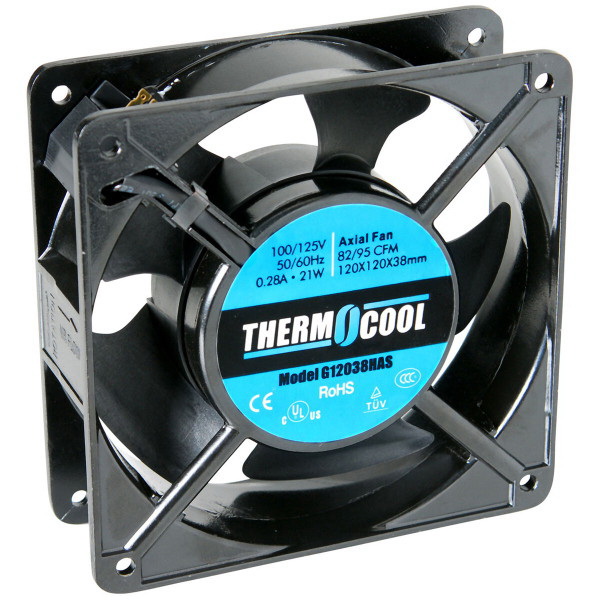 Thermocool进口代理批发 Thermocool 110 VAC 松饼冷却风扇 120 x 38mm 套筒轴承 82 CFM