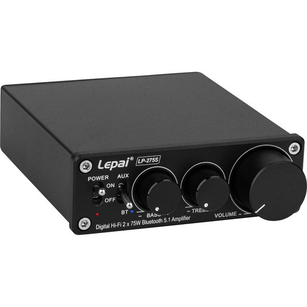 Lepai进口代理批发 Lepai LP-275S 数字高保真 2 x 75W 蓝牙 5.1 放大器带电源