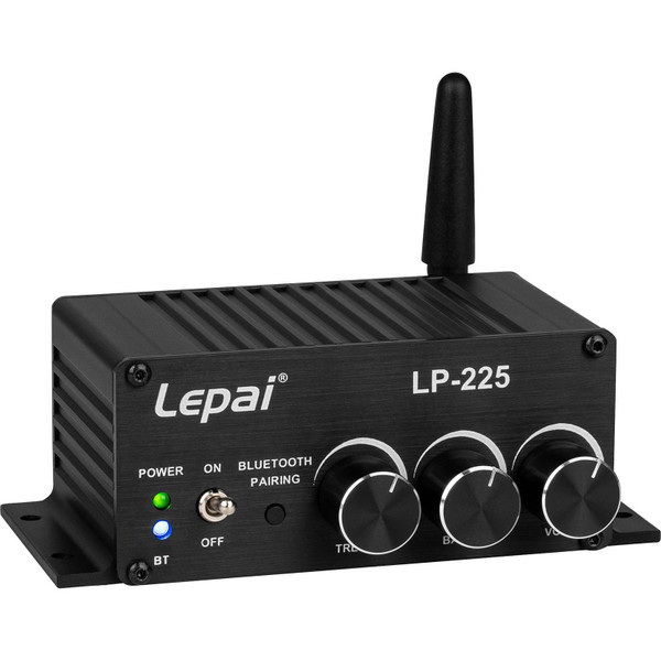 Lepai进口代理批发 Lepai LP-225 12-20 VDC 2 x 25W 迷你蓝牙放大器，带 3.5mm 线路输入和前置放大器线路输出