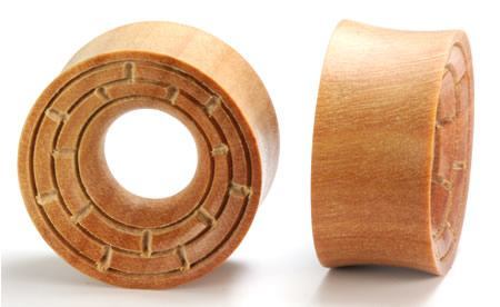 Price Per 1 Saba Wood Double Flare Resin Inlay Plug  Organic Jewelry 16mm-30mm 