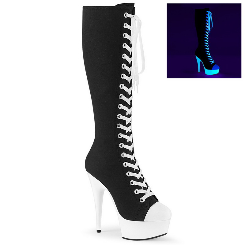 Pleaser DELIGHT-1016SK Platform Peep Toe & Lace Up & Zip Closure Ankle Boots