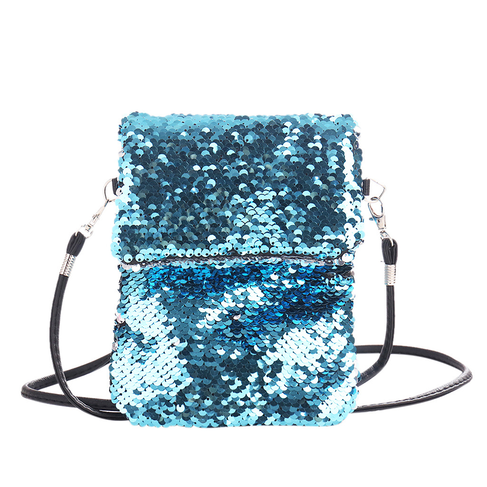 blue sequin purse