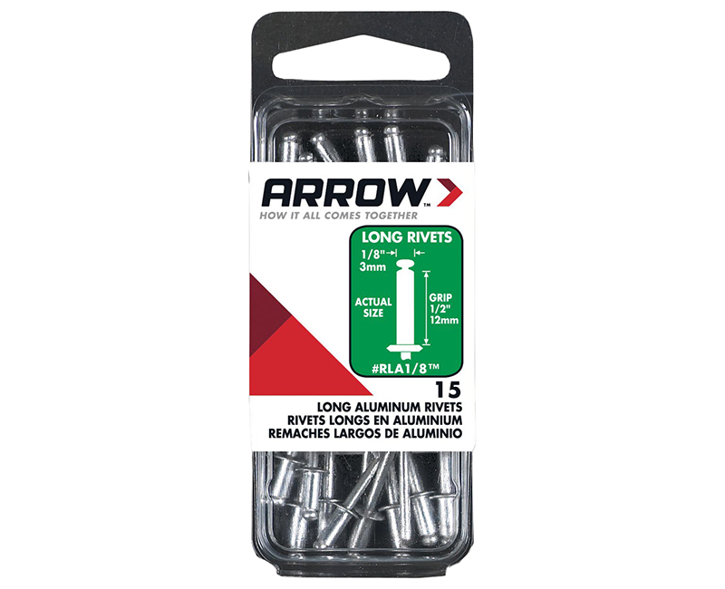 Arrow Fastener进口代理批发 箭头紧固件 RLA 1/8 1/8" 铝铆钉 - 1/2" 系列 - 15 件。