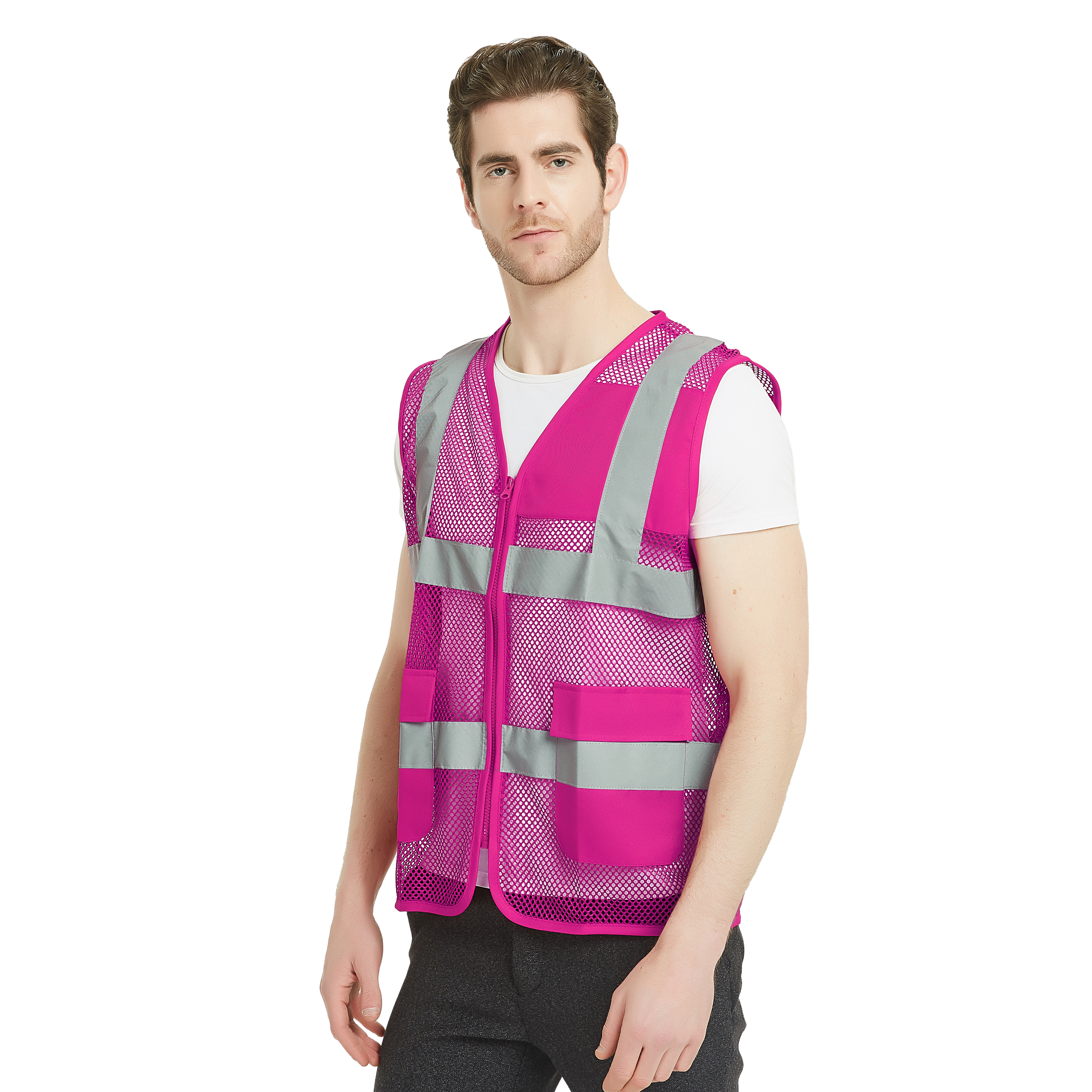 GOGO Unisex US Big Mesh Volunteer Vest Zipper Front Safety Vest