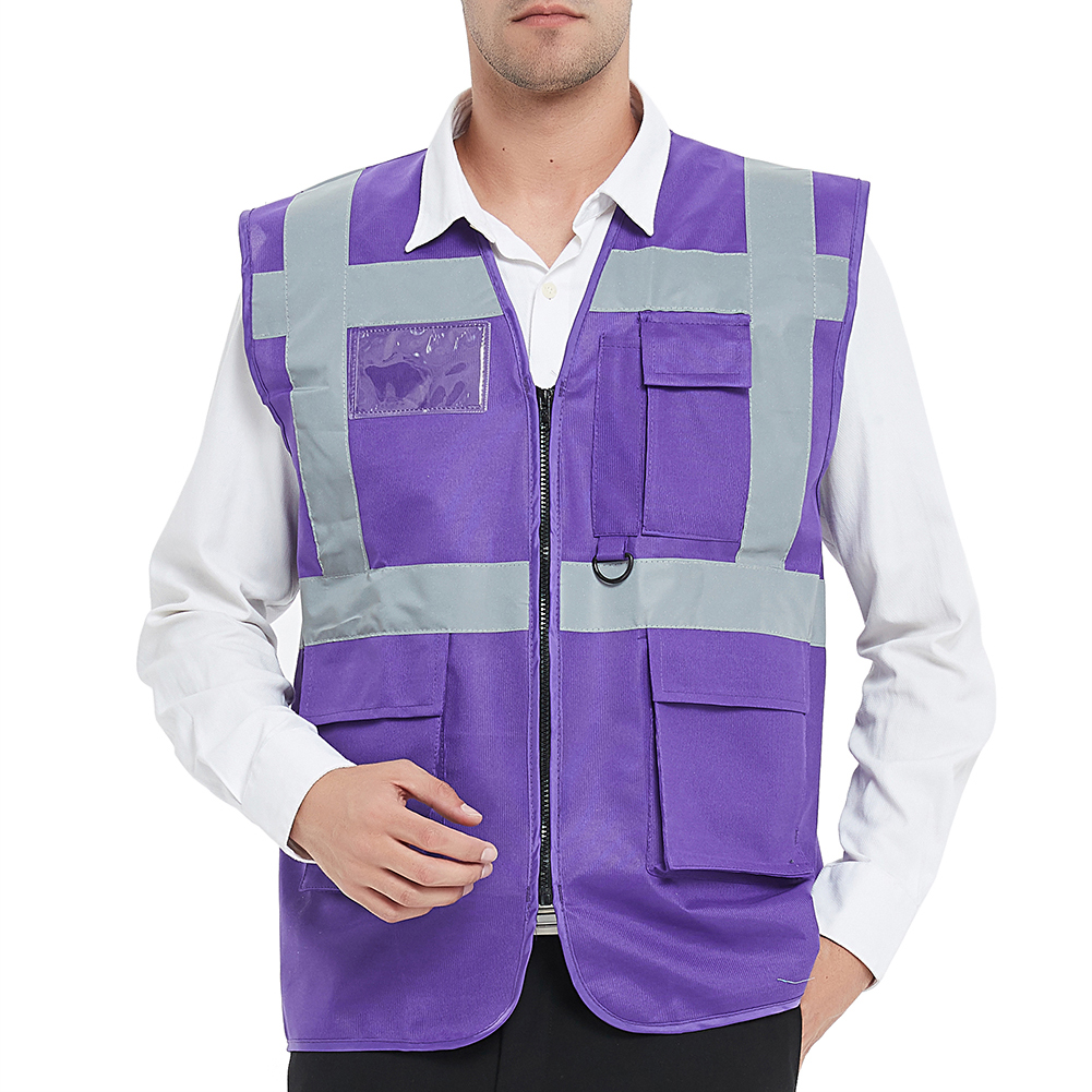 GOGO 5 Pockets High Visibility Safety Vest with Reflective Strips, Working Uniform Vest