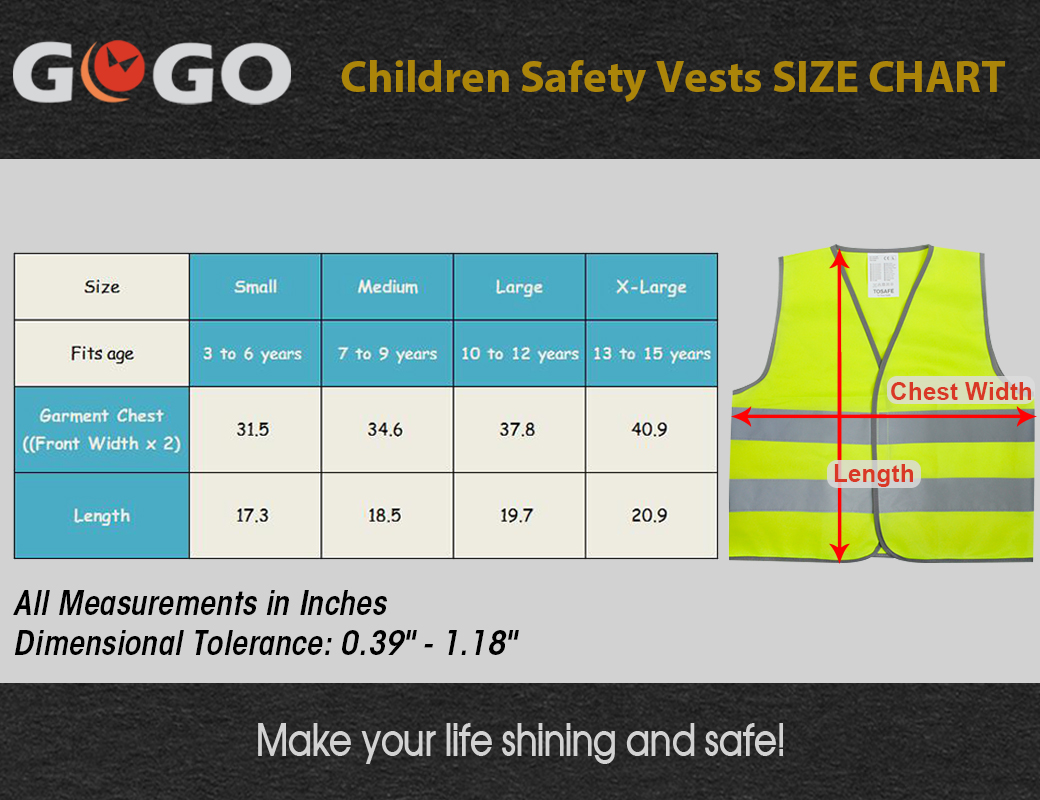 GOGO High Visibility Kids Safety Vest for Construction Costume, Fits Age from 3 to 15