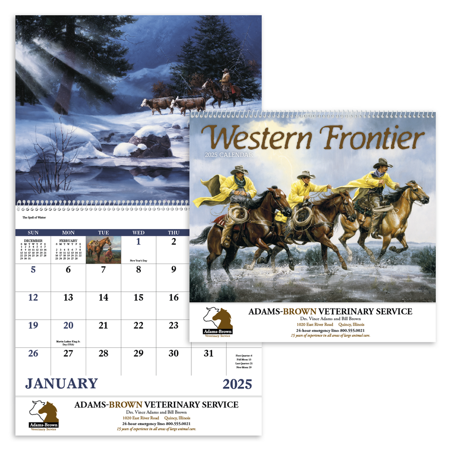 Good Value Calendars进口代理批发 定制超值日历 7071 Western Frontier - 螺旋日历，数字