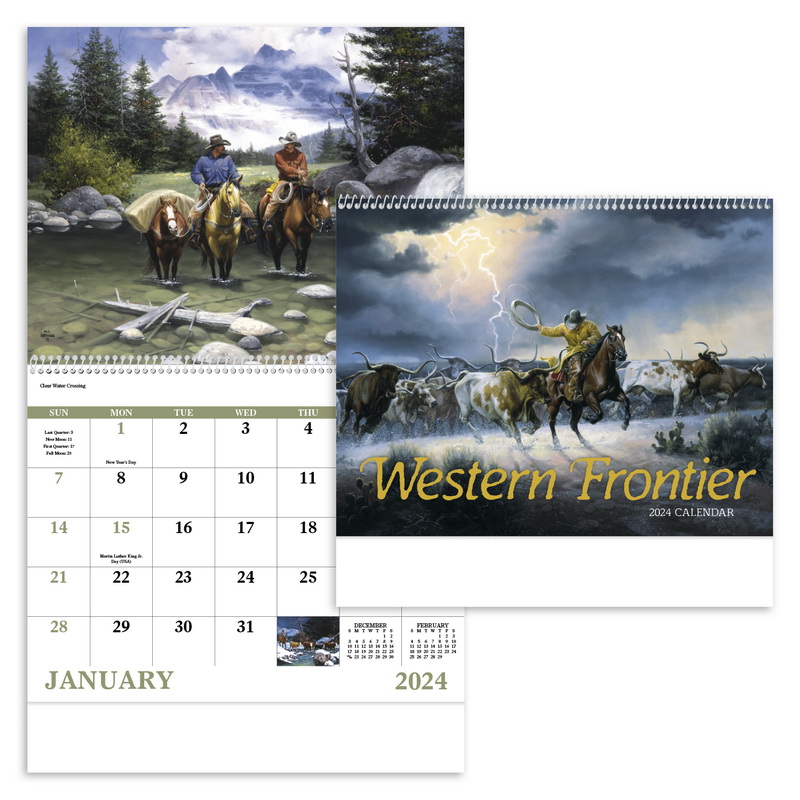 酷牌库|商品详情-Good Value Calendars进口代理批发 定制超值日历 7071 Western Frontier - 螺旋日历，数字