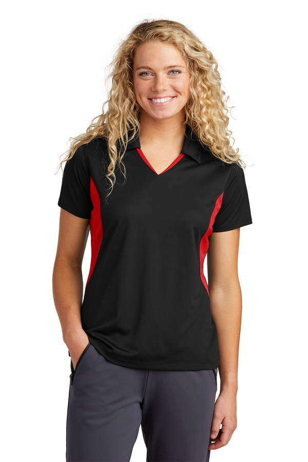 Sport-Tek进口代理批发 定制 Sport-Tek LST655 女士侧面遮挡 Micropique Sport-Wick Polo 衫