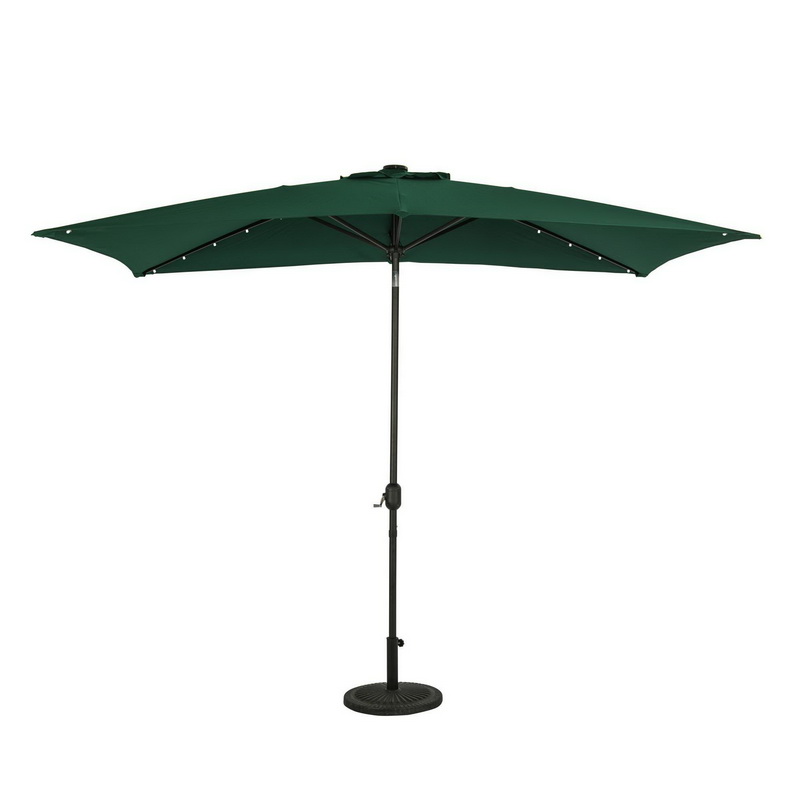 酷牌库|商品详情-Island Umbrella进口代理批发 Island Umbrella NU6864 Nassau 6.5 英尺 x 10 英尺长方形市场雨伞，带 LED 灯 - Breez-Tex Canopy - Hunter Green