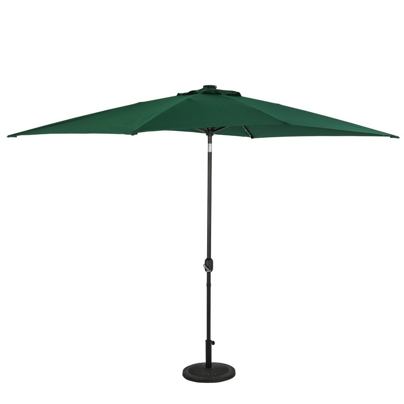 酷牌库|商品详情-Island Umbrella进口代理批发 Island Umbrella NU6864 Nassau 6.5 英尺 x 10 英尺长方形市场雨伞，带 LED 灯 - Breez-Tex Canopy - Hunter Green