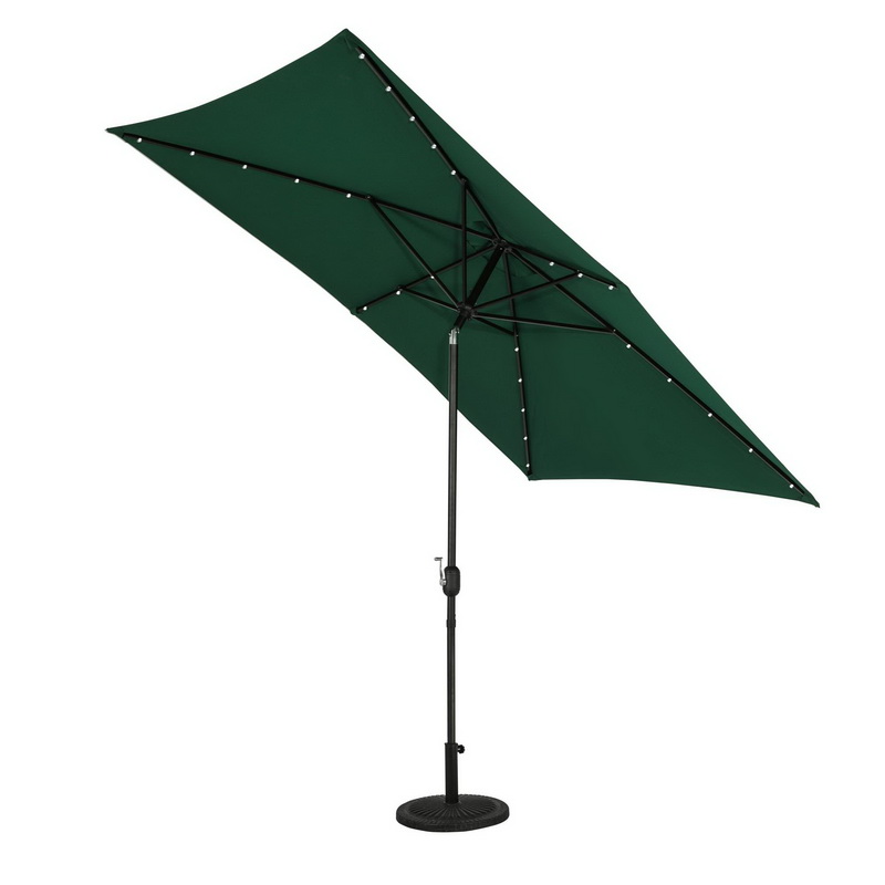 酷牌库|商品详情-Island Umbrella进口代理批发 Island Umbrella NU6864 Nassau 6.5 英尺 x 10 英尺长方形市场雨伞，带 LED 灯 - Breez-Tex Canopy - Hunter Green